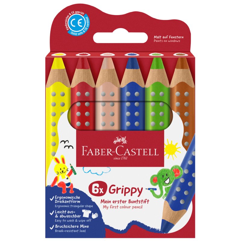 Faber-Castell crayons triangulaires Grippy, mine jumbo, 10 pièces