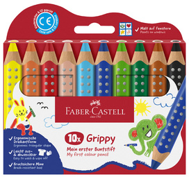 Faber-Castell driekantige kleurpotloden Grippy, 6 stuks, geel/rood/blauw/groen/bruin