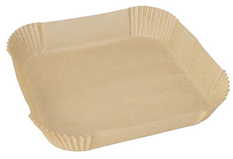 PAPSTAR bakpapier vormpjes voor heteluchtfriteuse, 200×200×45 mm, bruin, 100 stuks