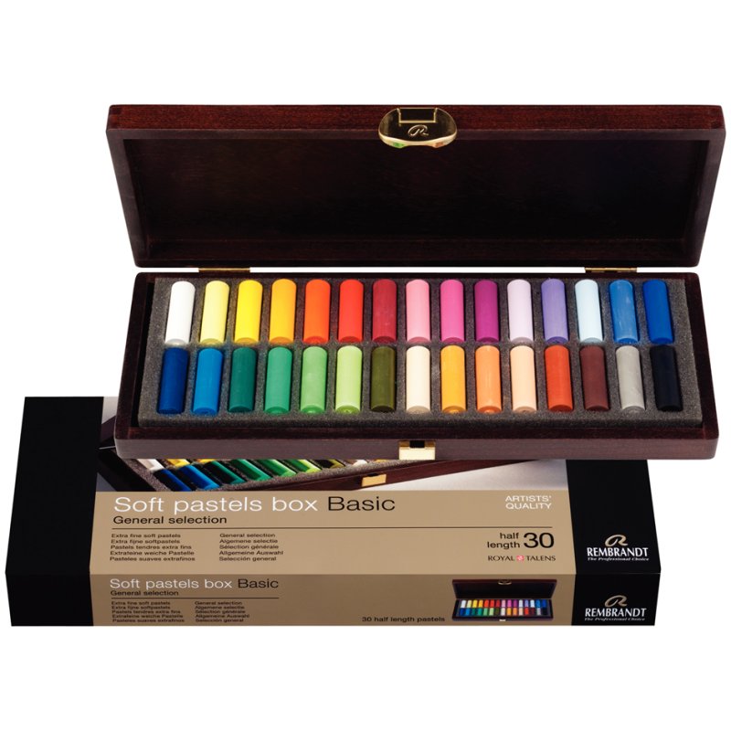 Royal Talens Rembrandt pastels tendres assortiment, 30 demi-pastels, coffret bois