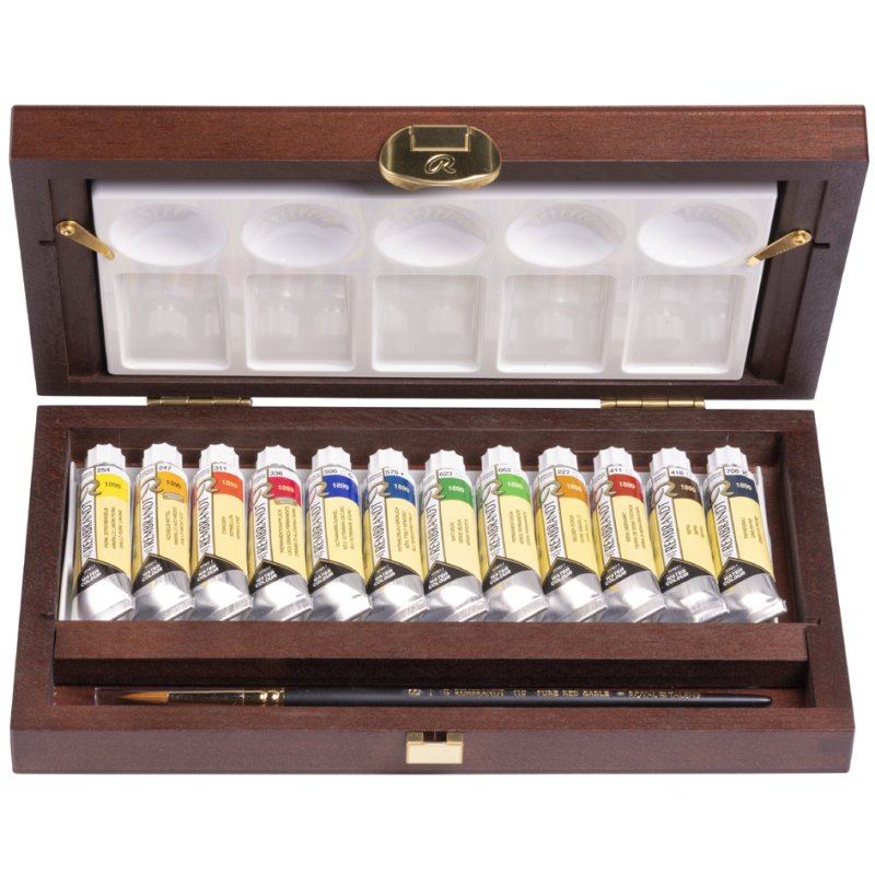 Royal Talens Rembrandt peinture aquarelle, 12 tubes 10 ml, coffret bois