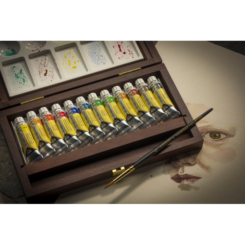 Royal Talens Rembrandt peinture aquarelle, 12 tubes 10 ml, coffret bois