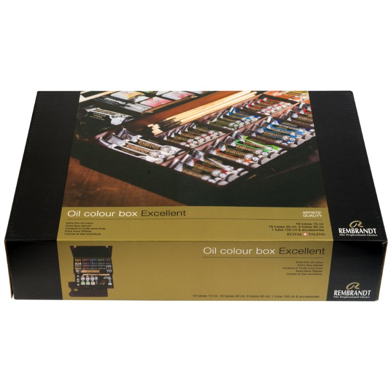 Royal Talens Rembrandt peinture à l'huile set excellent box, 41 tubes, 10 pinceaux, coffret en bois