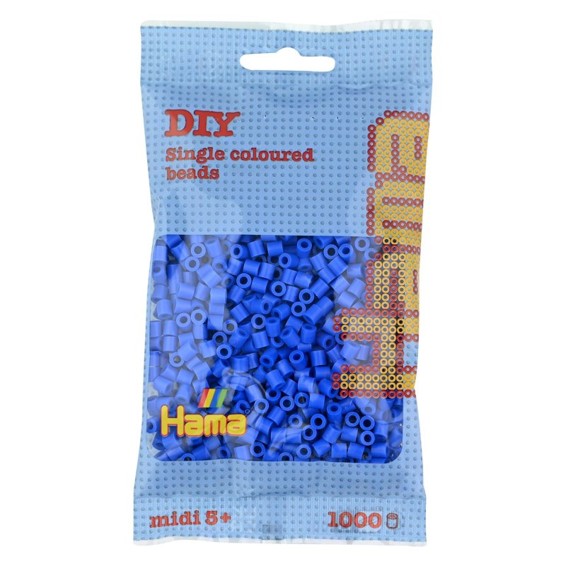 Hama perles à repasser midi, bleu, 5,0 mm, 1.000 pcs