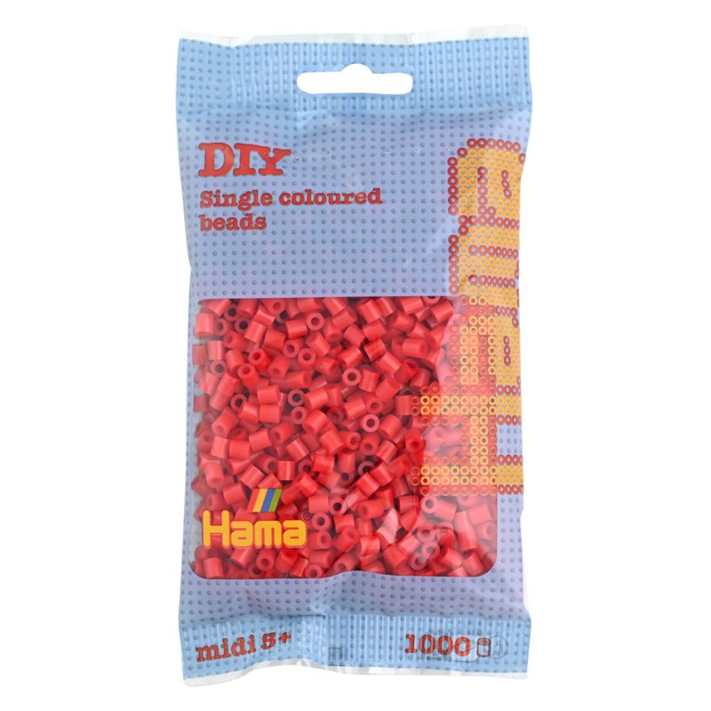 Hama perles à repasser midi, rouge, 5,0 mm, 1 000 pièces