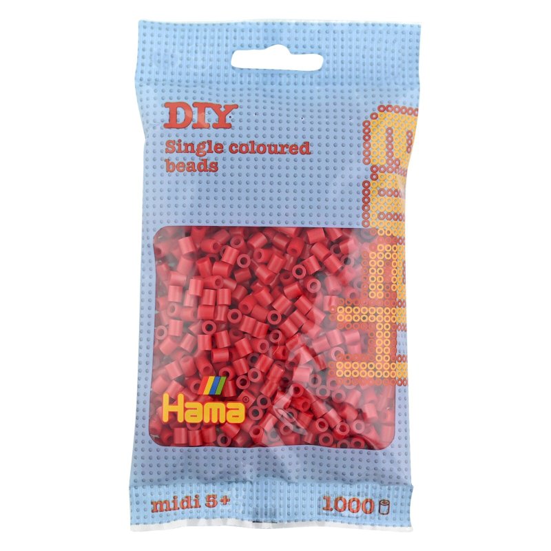 Hama perles à repasser midi, rouge, 5,0 mm, 1 000 pièces