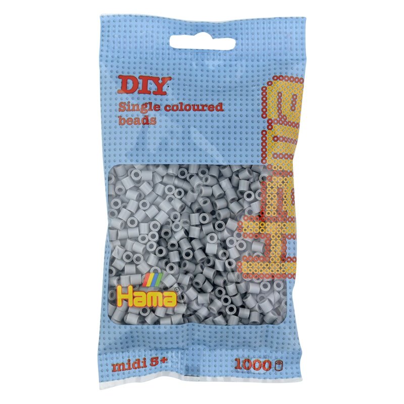 Hama perles à repasser taille moyenne, gris clair, 5,0 mm, 1000 pièces