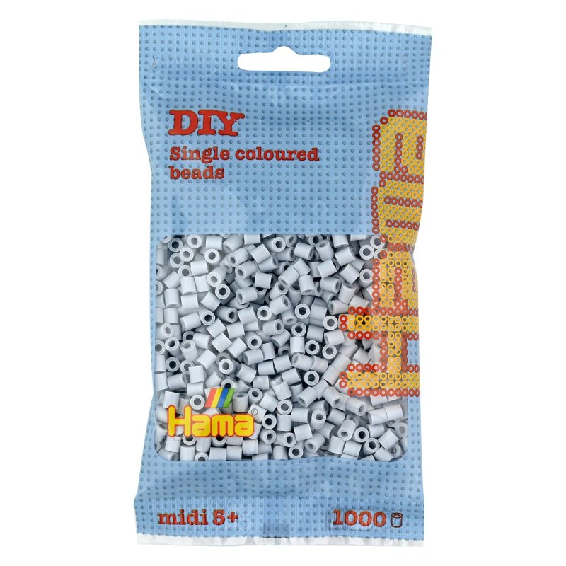 Hama perles à repasser taille moyenne, gris clair, 5,0 mm, 1000 pièces