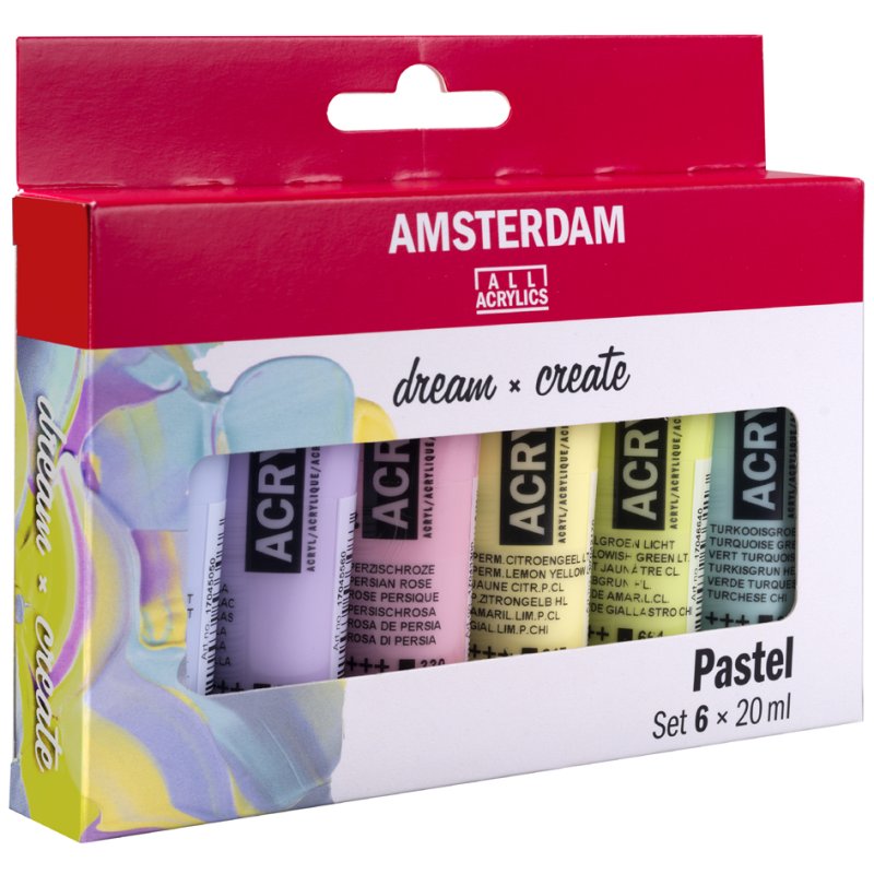 Peinture acrylique Royal Talens Amsterdam teintes pastel, 6 x 20 ml