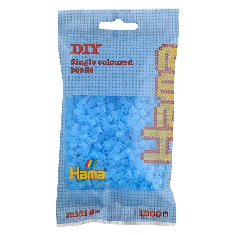 Hama perles à repasser midi, transparent-blanc, 5,0 mm, 1.000 pièces