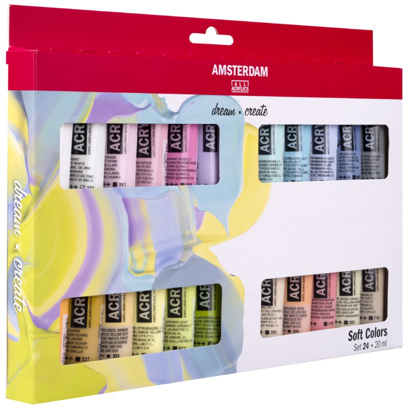 Royal Talens Amsterdam peinture acrylique, couleurs douces, 24 x 20 ml