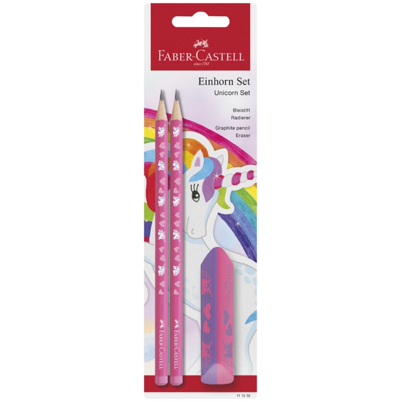 Faber-Castell set d'écriture Licorne, rose, 3 pièces