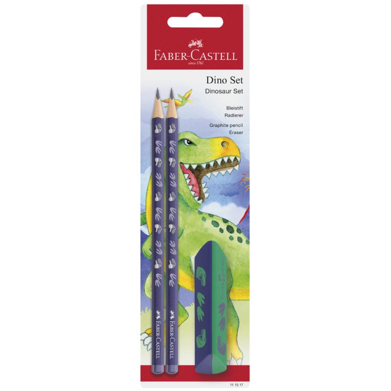 Faber-Castell coffret d'écriture Dino, bleu, 3 pièces