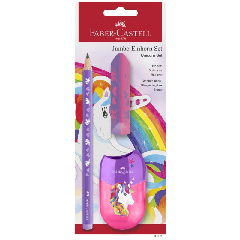Faber-Castell Unicorn Jumbo writing set, purple, 3-piece