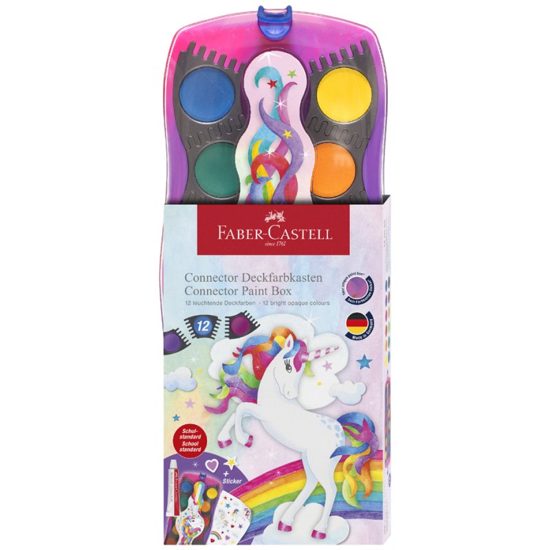 FABER-CASTELL set aquarelle CONNECTOR Licorne, 12 couleurs