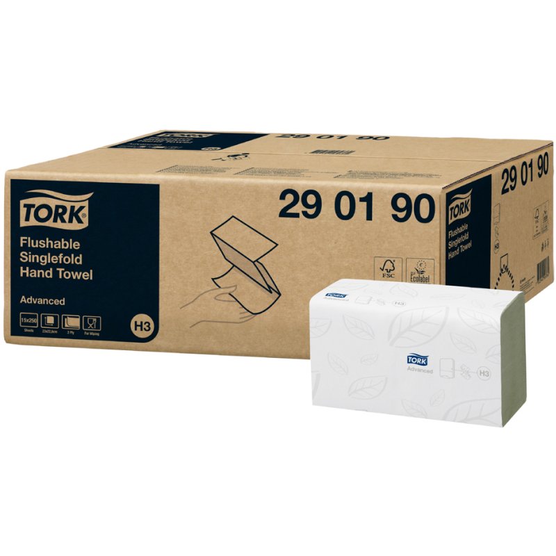 Tork papier essuie-mains pli en Z, 230 × 230 mm, blanc, 15 × 250 feuilles