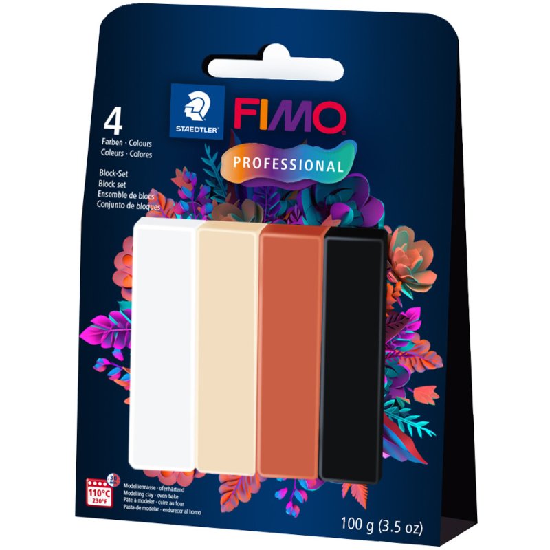 FIMO PROFESSIONAL pâte à modeler Natural Colours, durcissable au four, 4 blocs de 25 g