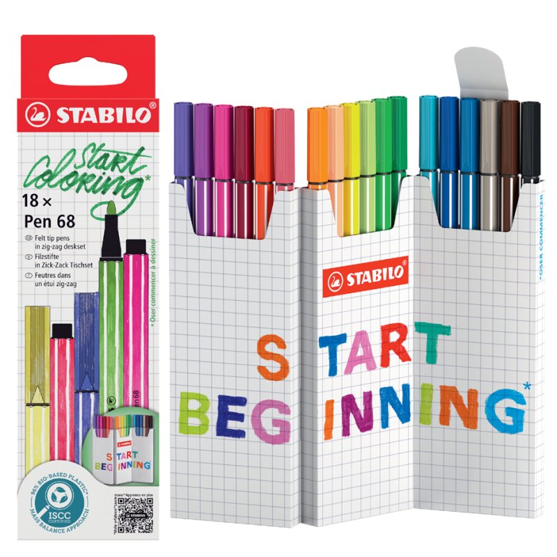 STABILO feutres Pen 68, étui nappe zigzag, 18 pièces, 1,0 mm