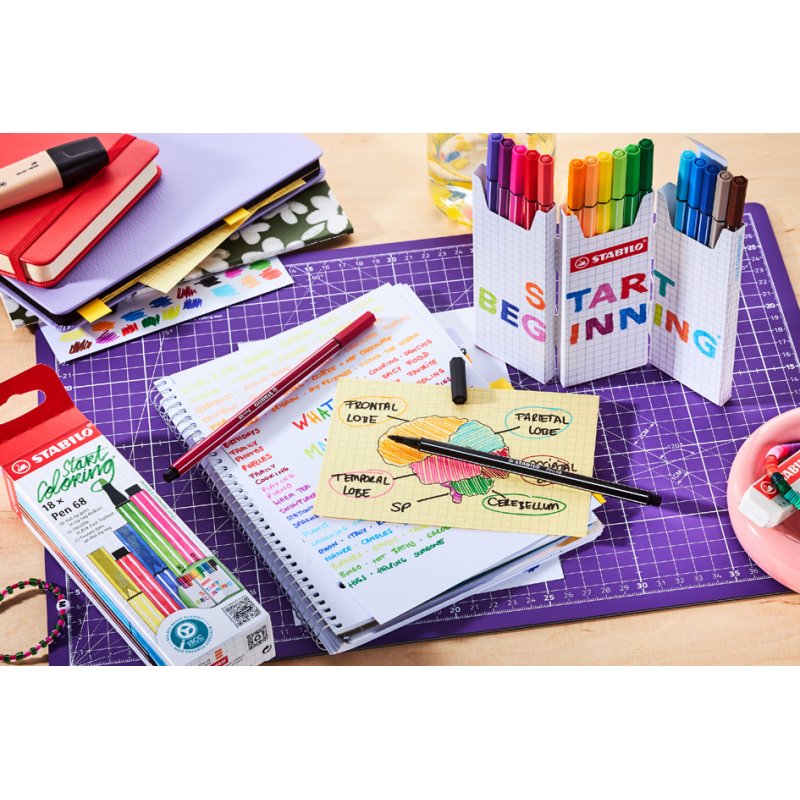STABILO feutres Pen 68, étui nappe zigzag, 18 pièces, 1,0 mm