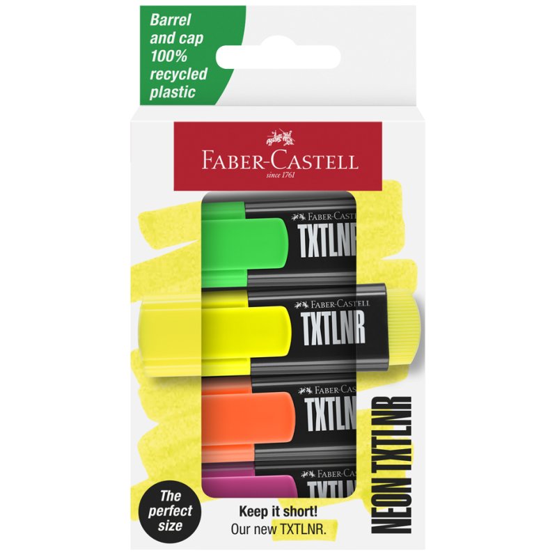 Faber-Castell Mini surligneurs, rechargeables, 4 couleurs, 4 pièces