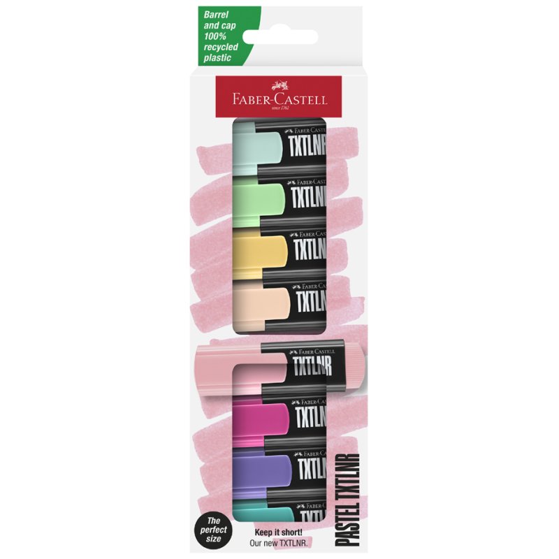 FABER-CASTELL mini marqueurs TXTLNR Pastel, rechargeables, couleurs pastel, 4 pièces