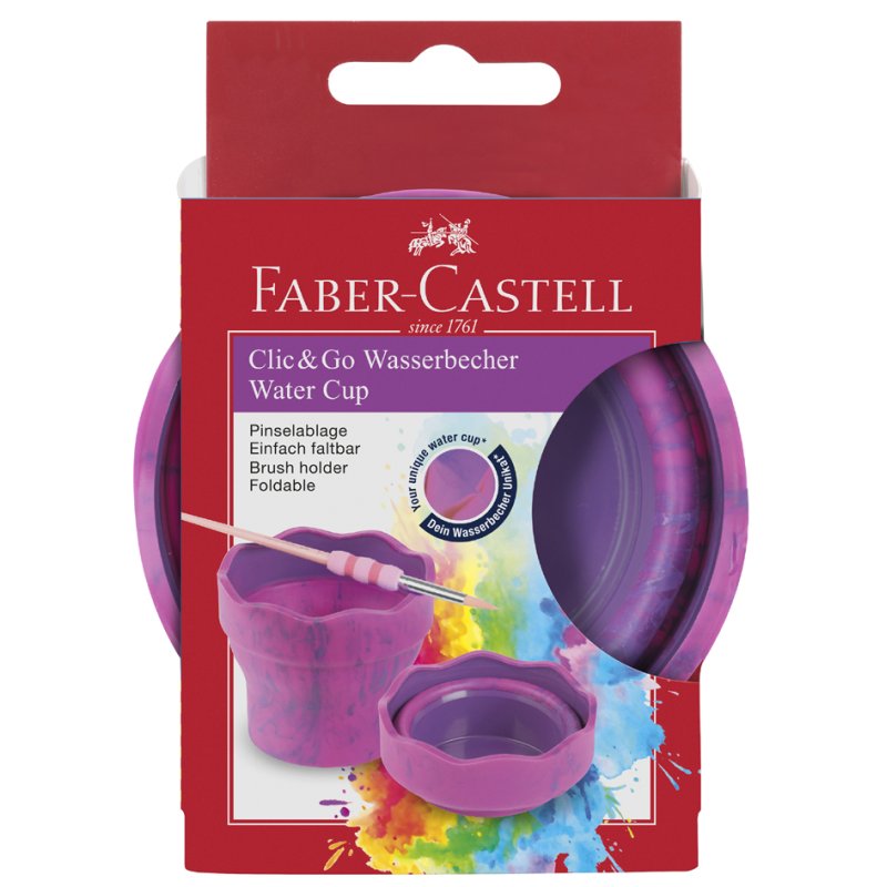 FABER-CASTELL water cup CLIC & GO, marbled pink, collapsible