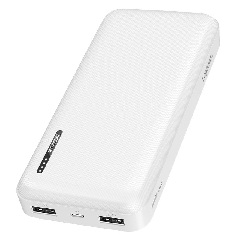 LogiLink powerbank, wit, USB-A en USB-C aansluitingen