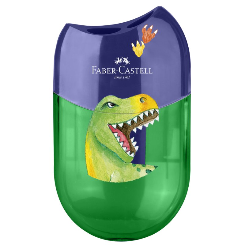 FABER-CASTELL taille-crayon double Dino, vert/bleu, avec réservoir