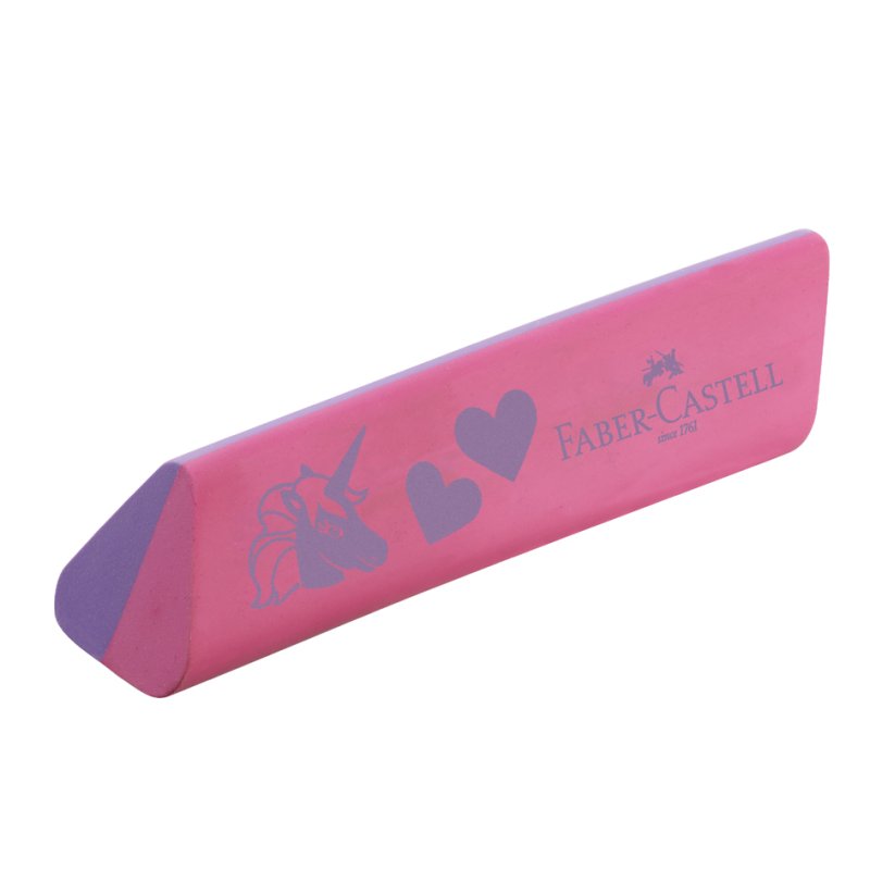 Faber-Castell gomme Licorne, rose/violet, triangulaire, sans PVC