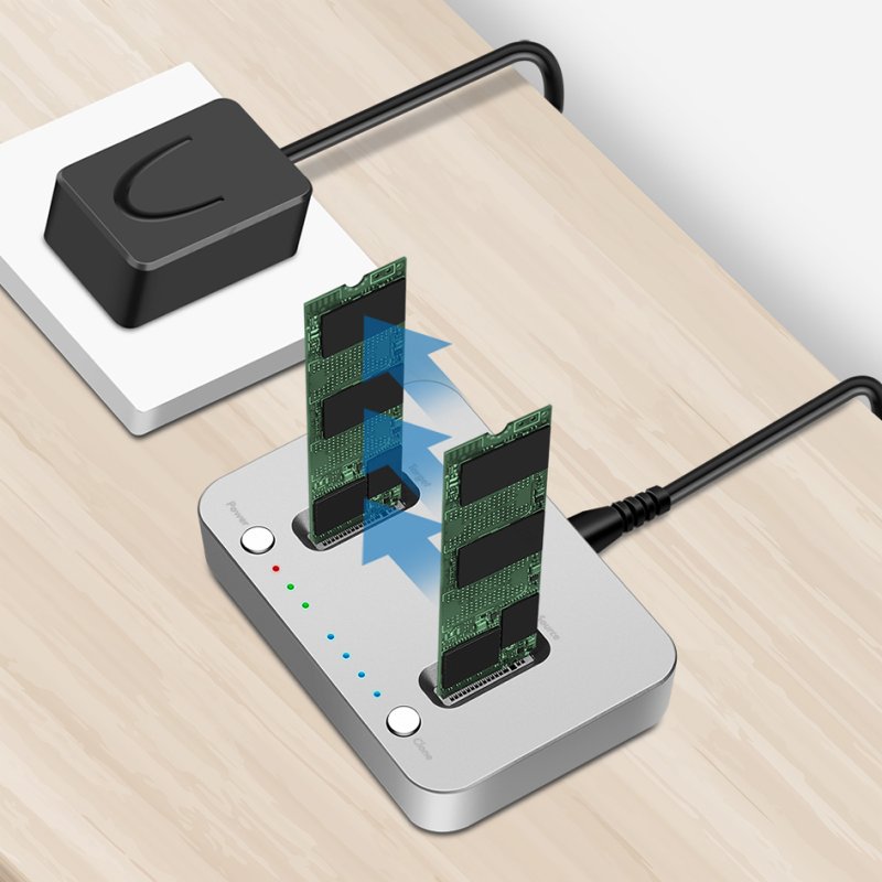 LogiLink Station d'accueil SSD avec fonction de clonage hors ligne, USB-C, 10 Gbit/s, aluminium argent