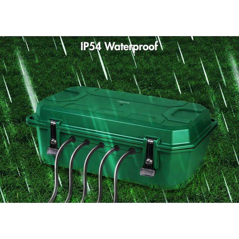 LogiLink boîtier électronique extérieur, 4-prise, IP54, vert