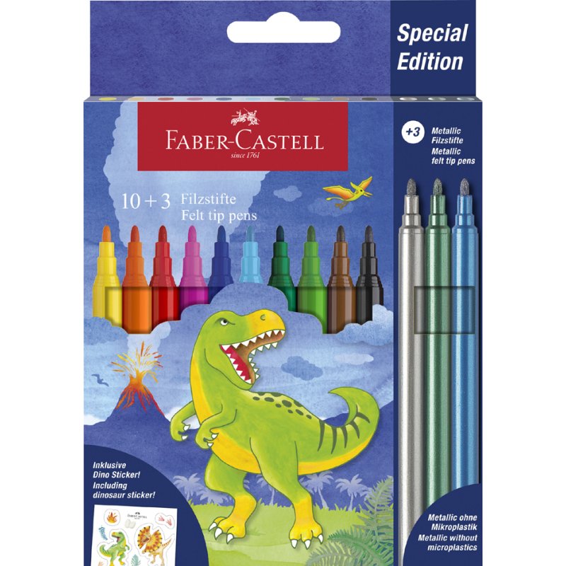 Faber-Castell feutres Dino, 24 pièces, effet pailleté, étui cartonné