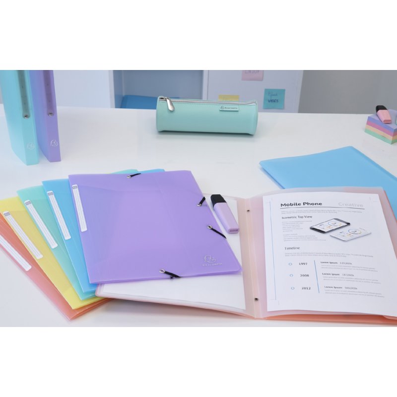 EXACOMPTA classeur élastique Chromaline A4, couleurs assorties, 5 pièces