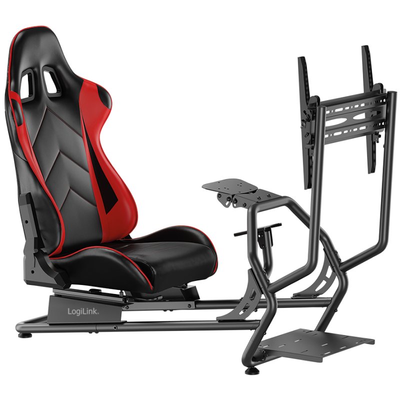 LogiLink Racing-Simulator cockpit, 32-50 inch schermen, zwart/rood, 100 kg draagkracht