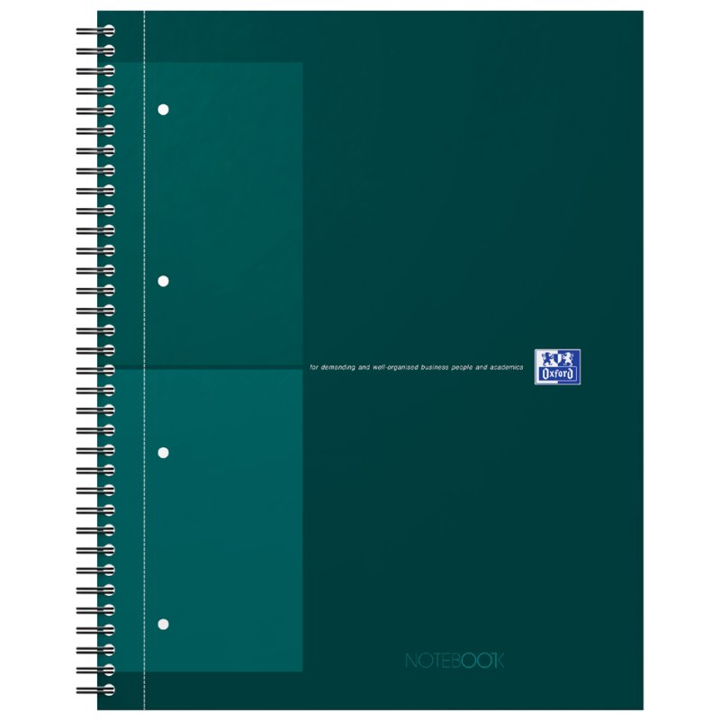 Oxford International bloc spiralé A4+, ligné, couverture rigide noir, 80 feuilles
