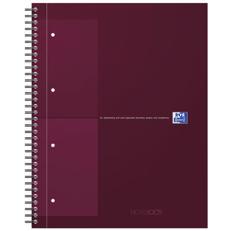 Oxford International bloc spiralé A4+, ligné, couverture rigide noir, 80 feuilles