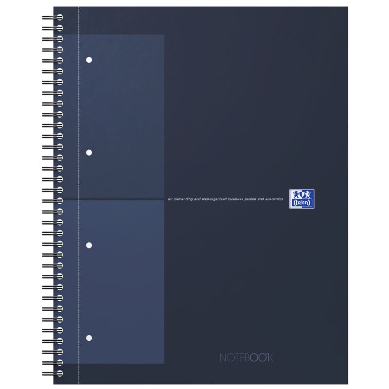 Oxford International bloc spiralé A4+, ligné, couverture rigide noir, 80 feuilles