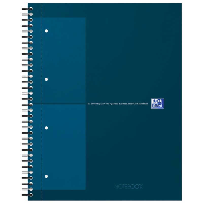 Oxford International bloc spiralé A4+, ligné, couverture rigide noir, 80 feuilles