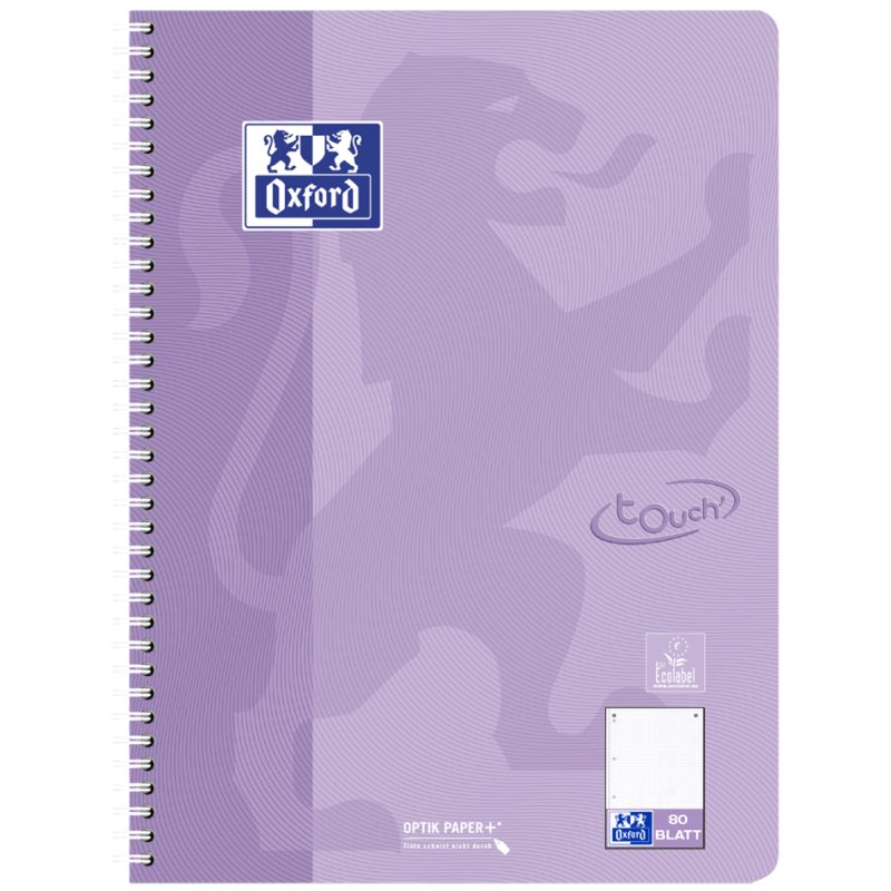 Oxford bloc de cours Touch Pastel A4+, pointillé, 80 feuilles, 5 couleurs pastel