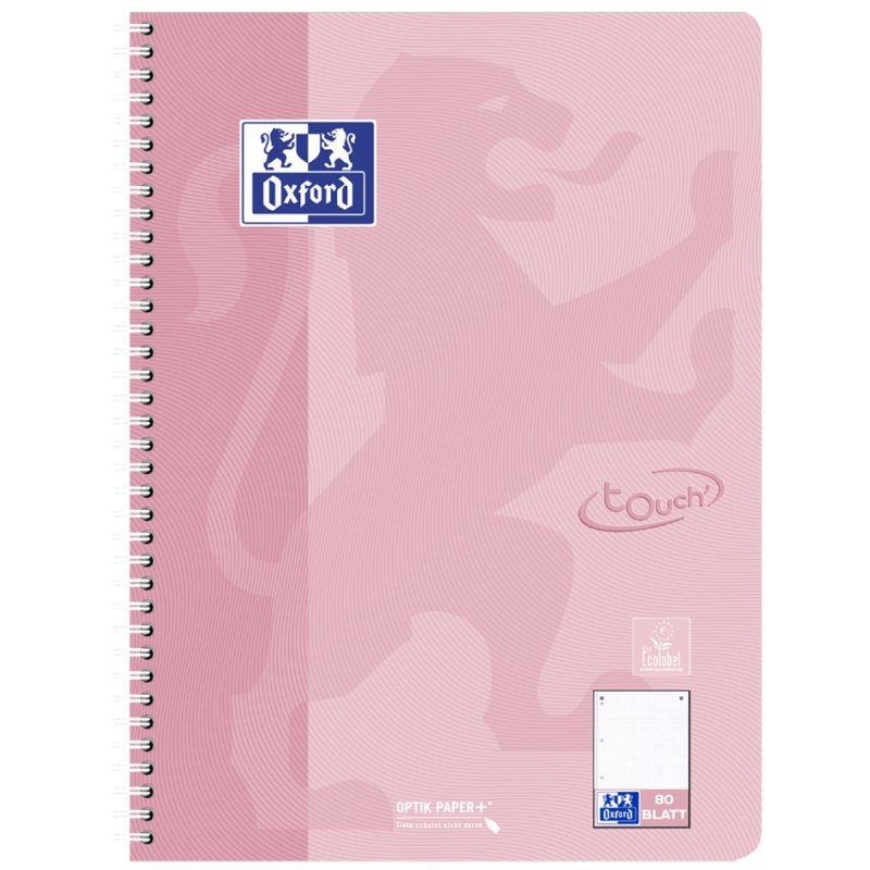 Oxford bloc de cours Touch Pastel A4+, pointillé, 80 feuilles, 5 couleurs pastel