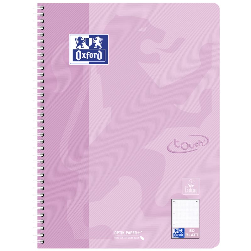 Oxford bloc de cours Touch Pastel A4+, pointillé, 80 feuilles, 5 couleurs pastel