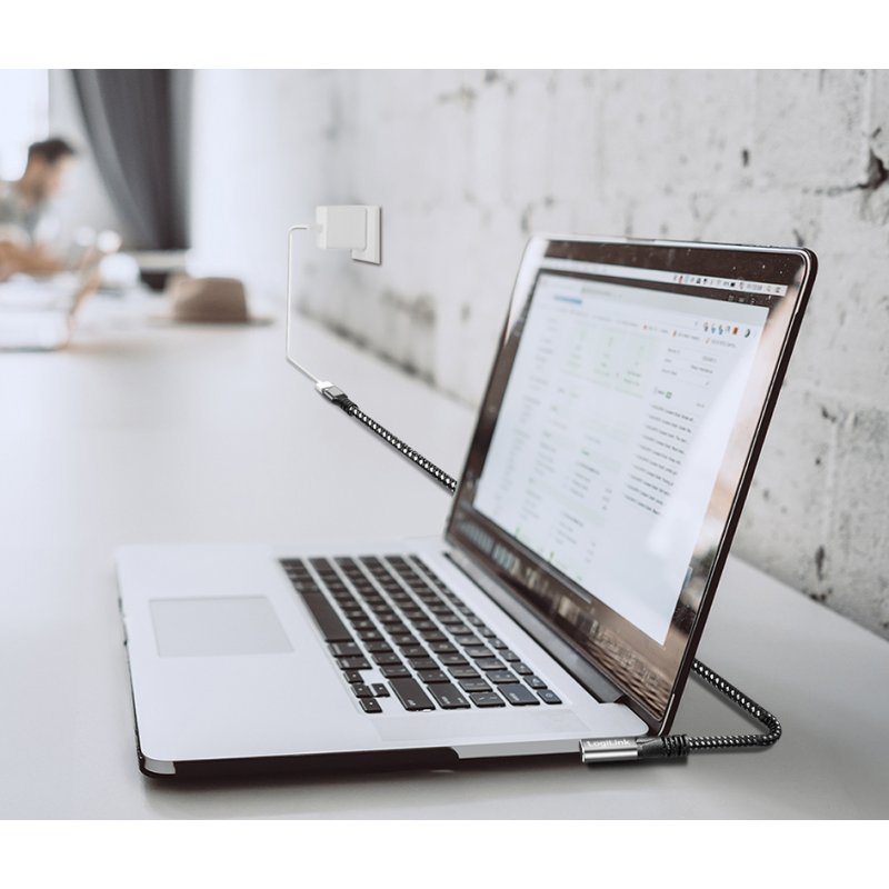 LogiLink Câble d'extension USB-C, 90° coudé, boîtier aluminium, 2 mètres