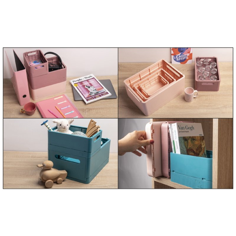 EXACOMPTA boîte de rangement Smart Case Mini, bleu pacifique, pliable, A6+