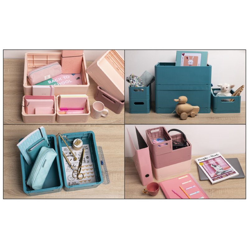 EXACOMPTA boîte de rangement Smart Case Mini, bleu pacifique, pliable, A6+