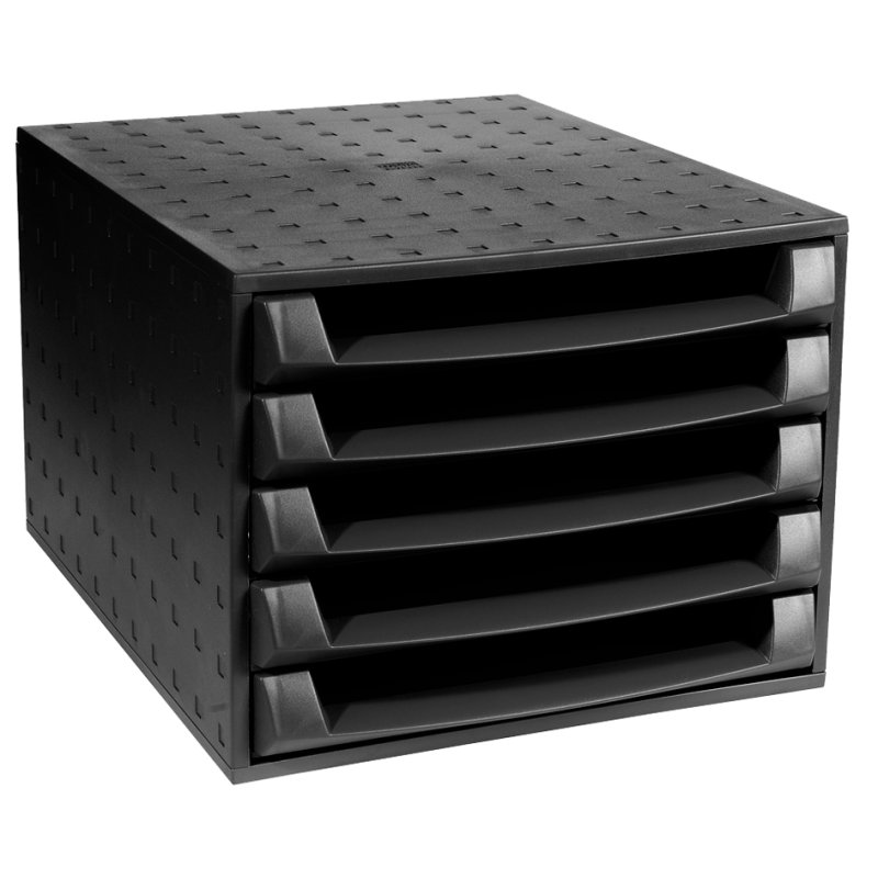 EXACOMPTA caisson THE BOX, 5 tiroirs, noir, DIN A4+