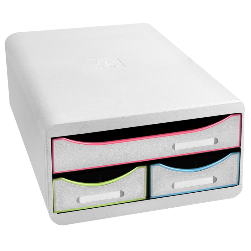 EXACOMPTA boîte à tiroirs SMALL-BOX, 3 tiroirs, arlequin, 278×347×130 mm