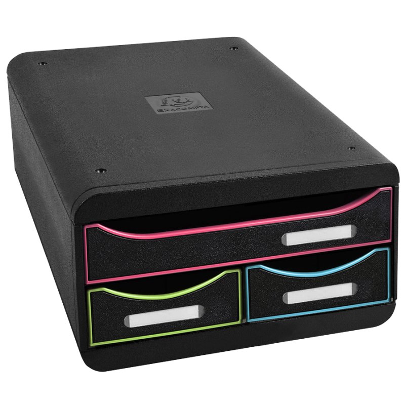 EXACOMPTA boîte à tiroirs SMALL-BOX, 3 tiroirs, arlequin, 278×347×130 mm