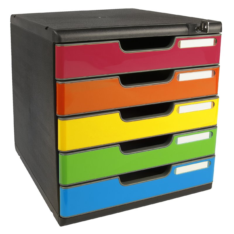 EXACOMPTA caisson de rangement MODULO A4, 5 tiroirs, arlequin