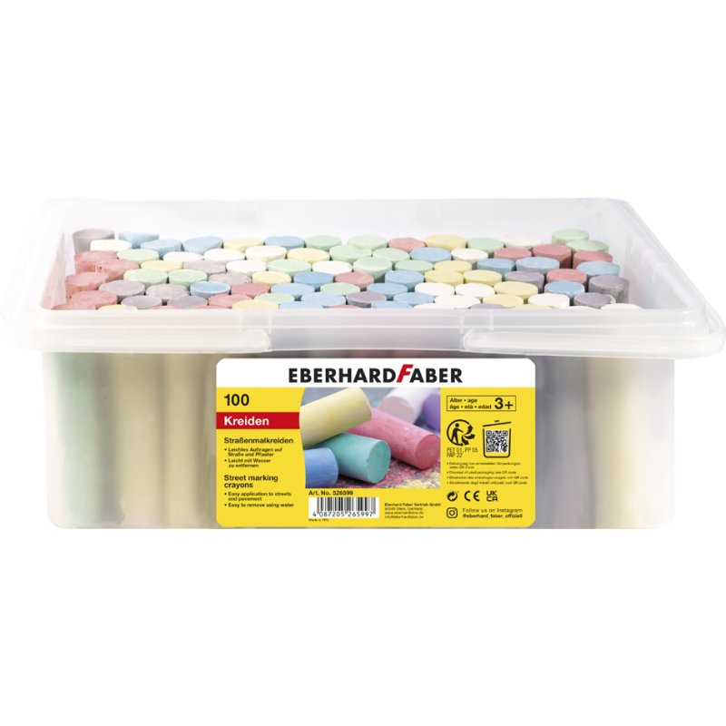 EBERHARD FABER stoepkrijt, rond, felle kleuren, 50 stuks