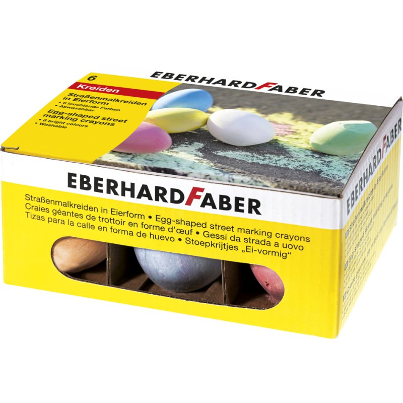 EBERHARD FABER craie de trottoir ovale, 6 couleurs, 6 pièces